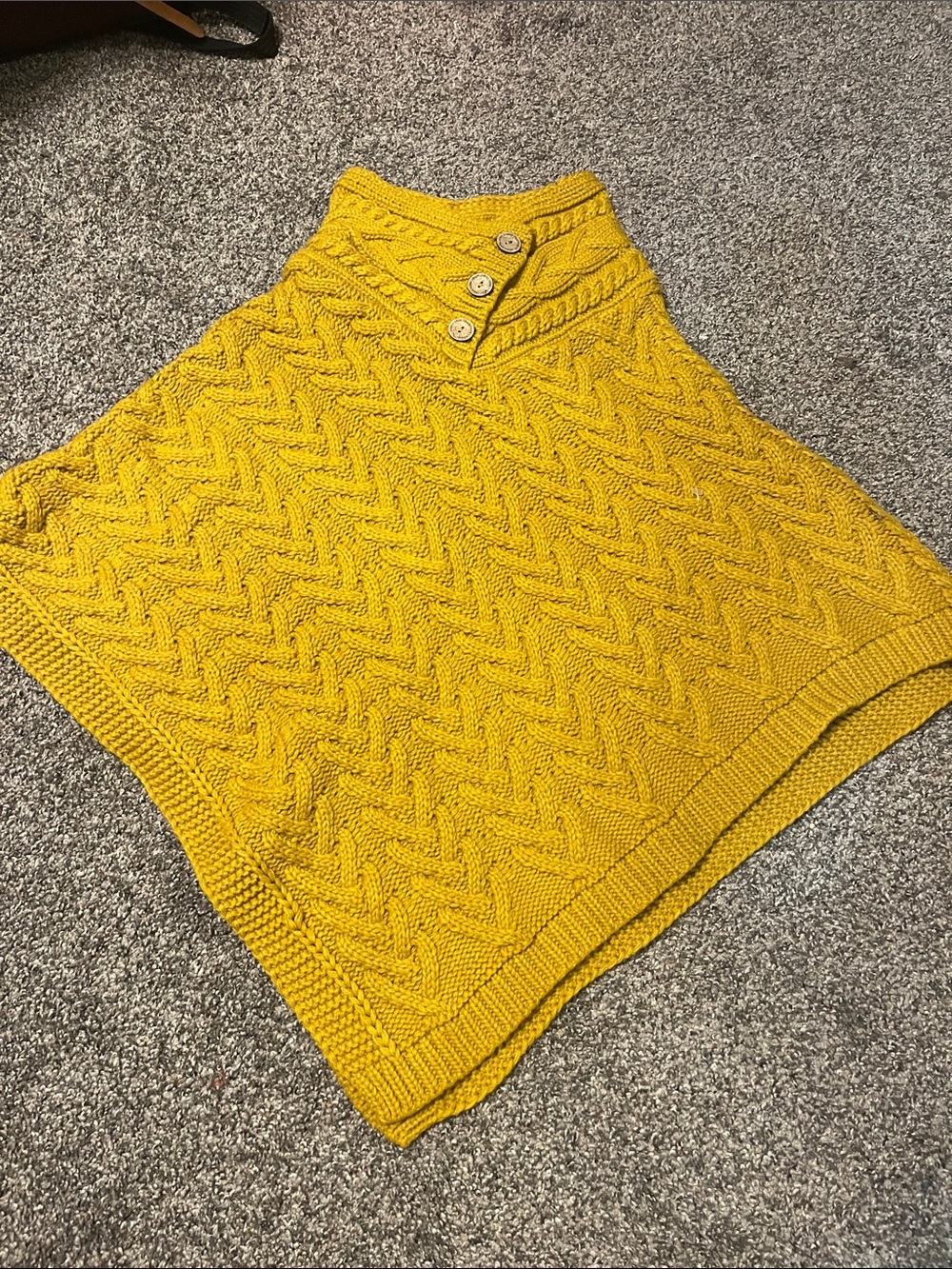 Cable Knit Button-Neck Women’s Pancho